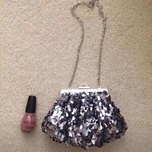 Sequin Evening Bag with Chain Strap